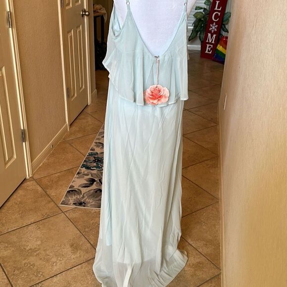 Show Me Your Mumu Womens Medium Caitlin Maxi Dress Ruffle Bridesmaid Blue NWT - Picture 4 of 8